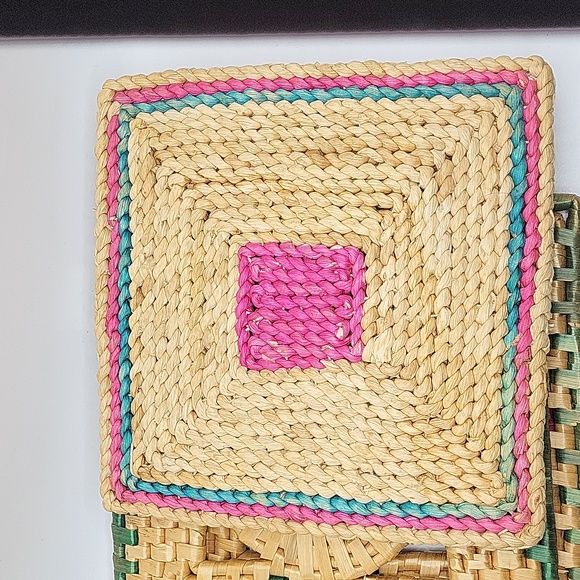 HandmadeVintage from the 1980s Materials: straw, rattan Trivet set of 3 - Picture 4 of 5